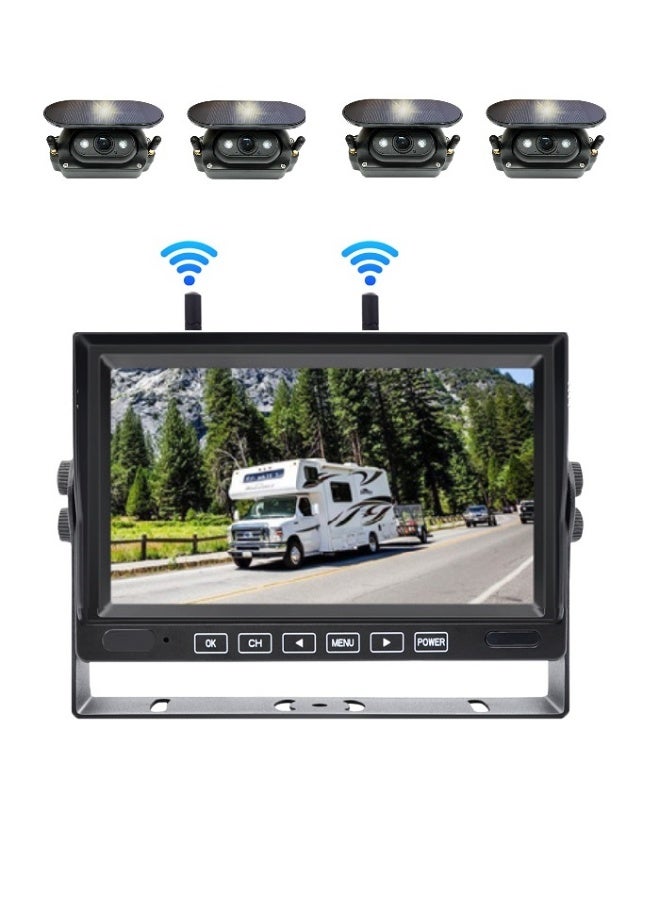Solar Powered Wireless Magnetic Backup Camera 7 Inch 1080P Monitor System for Truck Powered Rechargeable Waterproof - Image 1