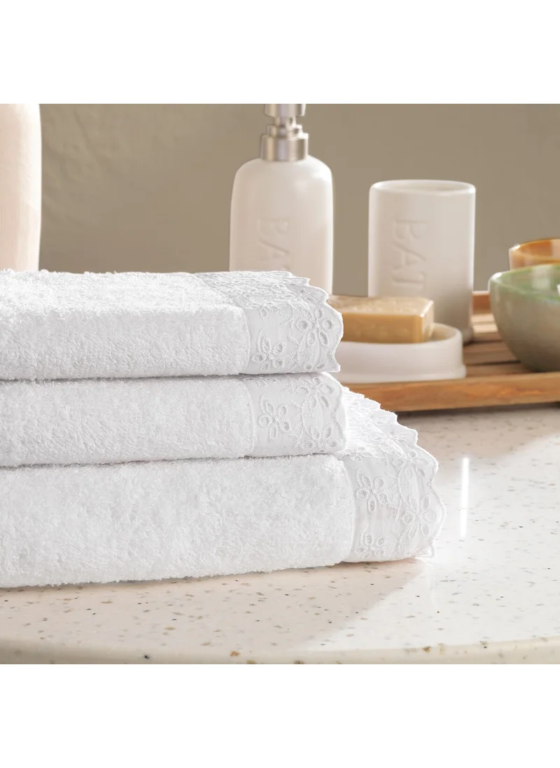 شيفر Home Benofisto 3-Piece Scalloped Towel Set-White