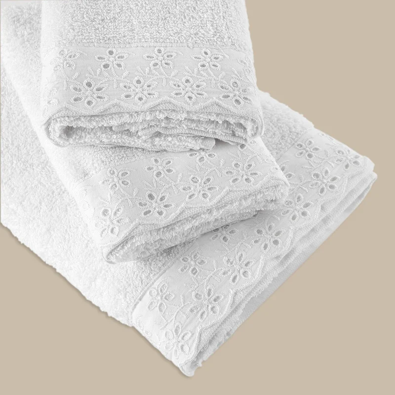 شافر Home Benofisto 3-Piece Scalloped Towel Set-White