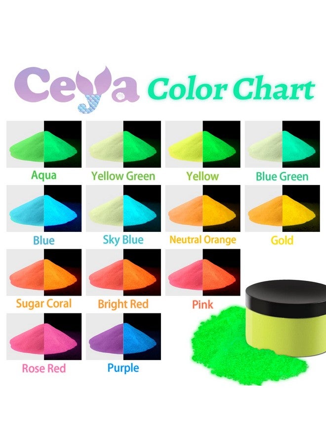 Ceya Fluorescent Aqua Glow Powder, 5.3oz/150g Glow in The Dark Pigment Powder, Luminous Powder Resin Color Pigment, Fluorescent Pigment Dye for Epoxy Resin Slime Paint Nail Art Party DIY Crafts - Image 3