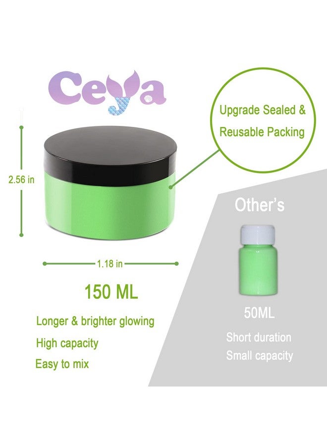 Ceya Fluorescent Aqua Glow Powder, 5.3oz/150g Glow in The Dark Pigment Powder, Luminous Powder Resin Color Pigment, Fluorescent Pigment Dye for Epoxy Resin Slime Paint Nail Art Party DIY Crafts - Image 4