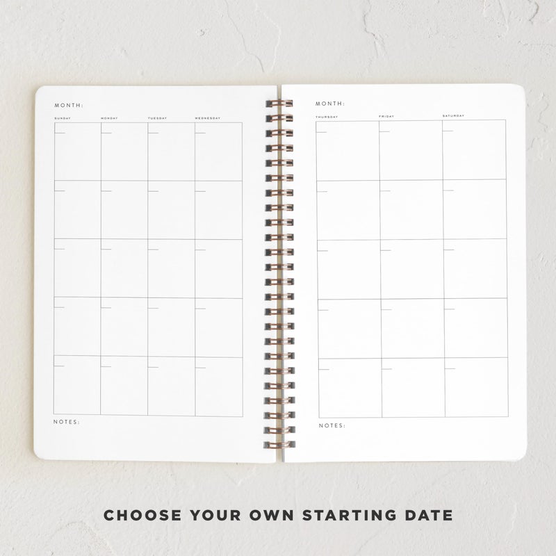 Minted Scalloped Gingham 2026 Weekly & Monthly Undated Planner, 5.5" x 8.5" Spiral Bound Notebook, 132 Pages, Durable Blue Pattern Planner for Office, School & Home Organization - Image 2