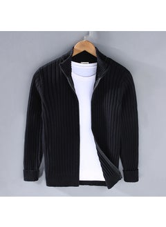 Generic New Spring Autumn Cardigan Sweater Mens Korean Trendy Zipper Up Base Layer Outerwear Black Knitted Top Jacket Casual Scene Dark blue  - Image 2