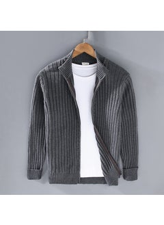 Generic New Spring Autumn Cardigan Sweater Mens Korean Trendy Zipper Up Base Layer Outerwear Black Knitted Top Jacket Casual Scene Dark blue  - Image 3