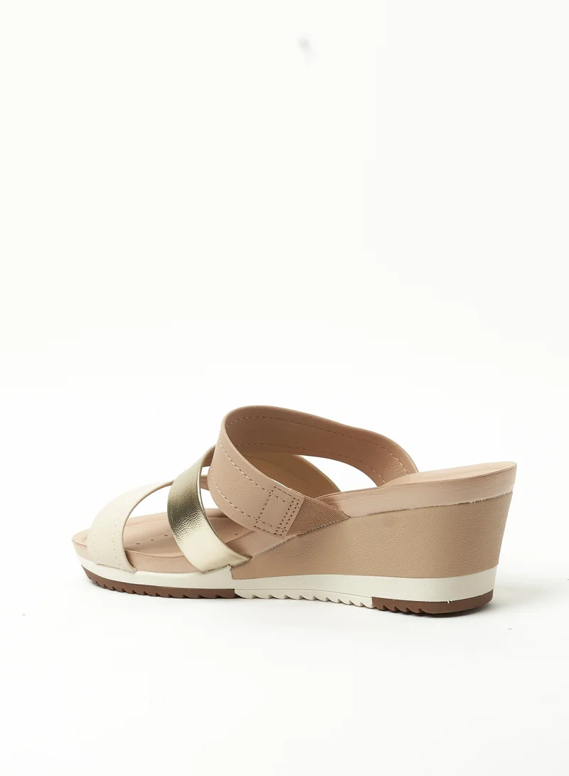 MODARE Multi Strap Mid Heel Wedge Sandals