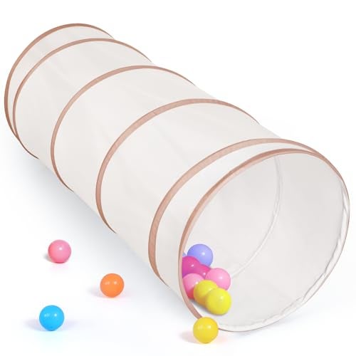 Moncoland Kids Play Tunnel Tent for Toddlers Pop Up Crawl Tunnel Toy for Baby or Pet with Neutral Color Collapsible Gift for Boy and Girl Play Tunnel Indoor and Outdoor Game Beige Tunnel - Image 1