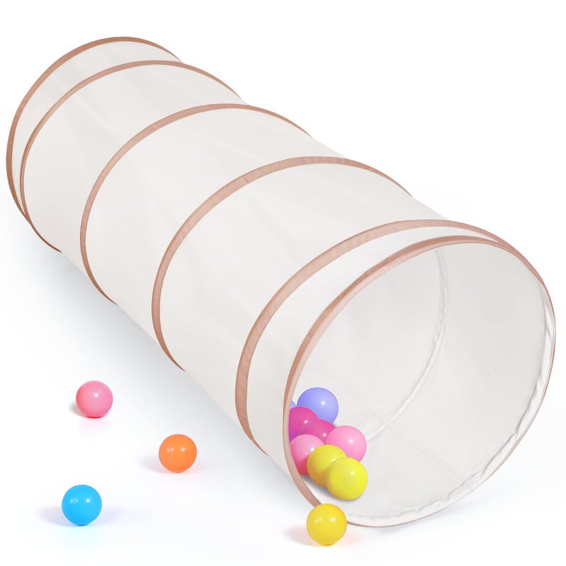 Moncoland Kids Play Tunnel Tent for Toddlers Pop Up Crawl Tunnel Toy for Baby or Pet with Neutral Color Collapsible Gift for Boy and Girl Play Tunnel Indoor and Outdoor Game Beige Tunnel - Image 3