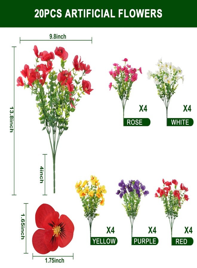 trytuny 20 Pcs Artificial Flowers for Outdoor, UV Resistant Realistic Pansies Fake Flowers for Indoor and Outdoor Garden, Porch, Patio, Window Box Decor All Year Round - Image 4