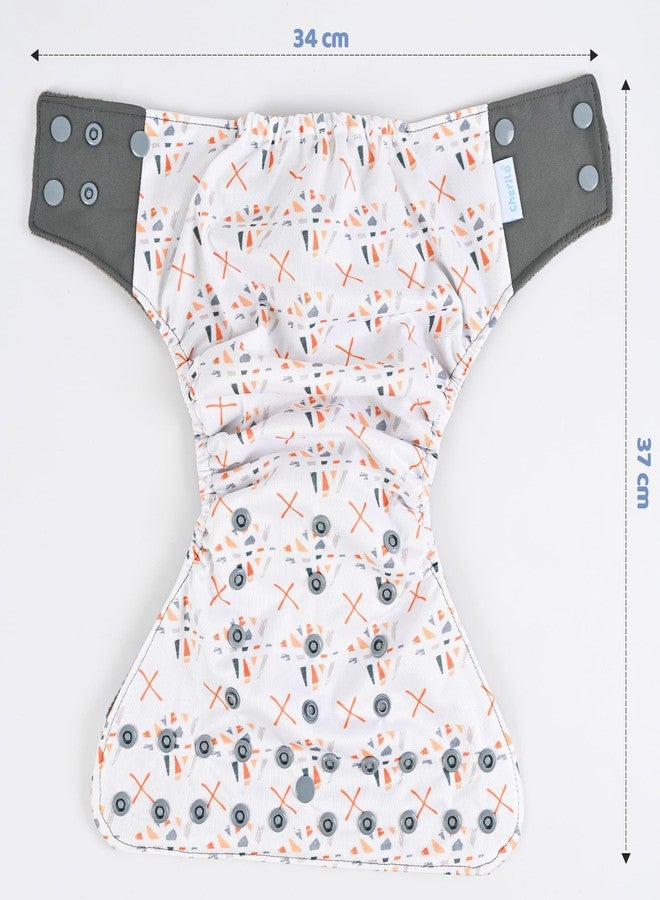 Cherilo Reusable Cloth Diaper for New Born Baby 0 to 3 years, Leakproof, Washable Cloth Diapers, No Side Leakage, Adjustable Free Size Pocket Diaper (Abstract Pattern Diaper + 1 Insert) - Image 2