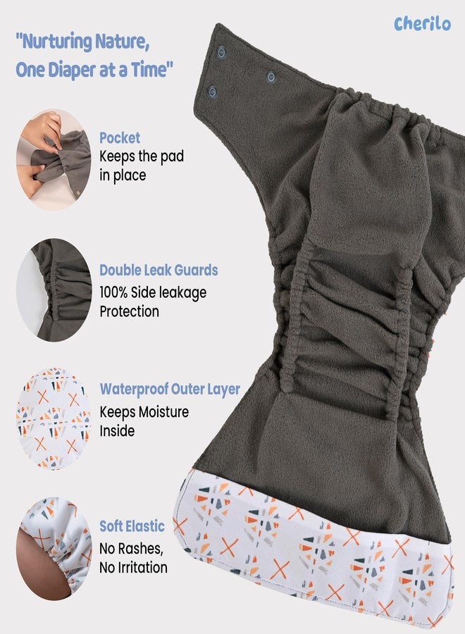 Cherilo Reusable Cloth Diaper for New Born Baby 0 to 3 years, Leakproof, Washable Cloth Diapers, No Side Leakage, Adjustable Free Size Pocket Diaper (Abstract Pattern Diaper + 1 Insert) - Image 4