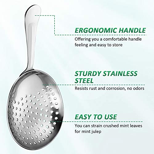 Boao 2 Pieces Julep Strainers Stainless Steel Bar Strainer Cocktail Spoon for Home or Commercial Bar Use - Image 3