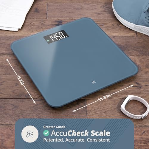 Greater Goods AccuCheck Digital Scale for Body Weight Accurate Digital Bathroom Scale with HighPrecision Sensors Large EasytoRead Backlit Display 400 lb Capacity Auto StepOn Stone Blue - Image 5