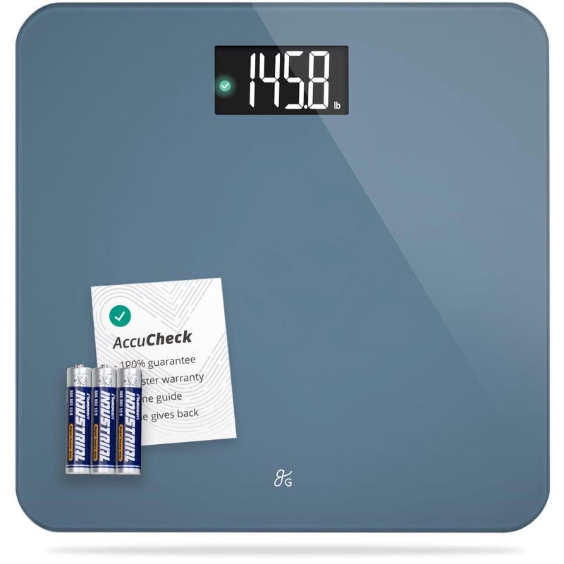 Greater Goods AccuCheck Digital Scale for Body Weight Accurate Digital Bathroom Scale with HighPrecision Sensors Large EasytoRead Backlit Display 400 lb Capacity Auto StepOn Stone Blue - Image 3