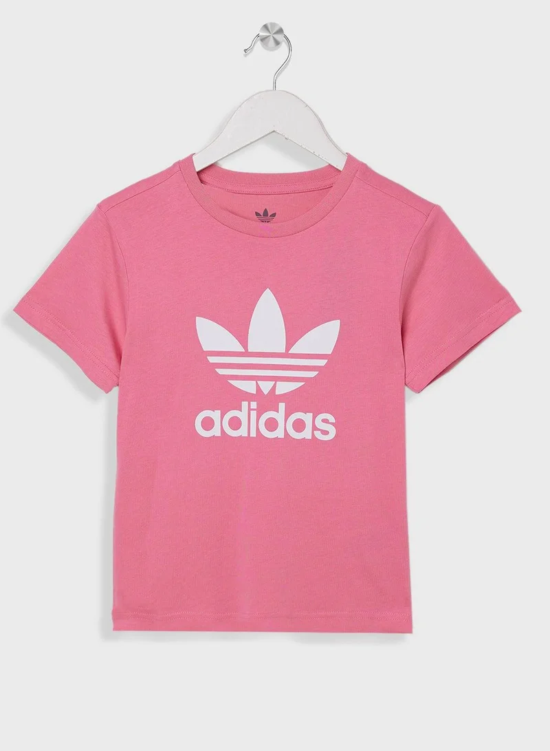 adidas تيشيرت تريفويل وردي للأطفال من أوريجينالز