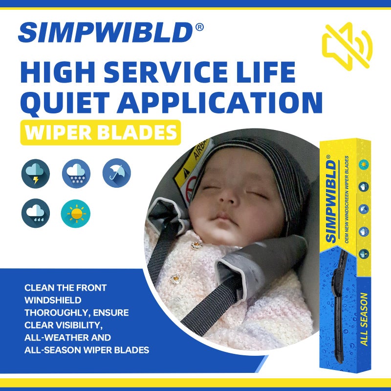SIMPWIBLD 2 Factory Wiper Blades Replacement For 2001-2004 Ford Escape/2019-2020 Jeep Wrangler Original Equipment Windshield Wiper Blades Set 19"+19" (Set of 2) U/J HOOK - Image 5