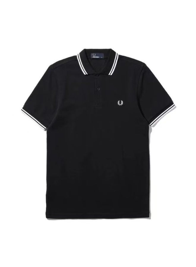 Fred Perry Twin Tipped Polo Shirt | Black Men’s Polo with White Striped Collar & Cuffs, Iconic Mod Style for Timeless Casual Fashion - Image 3