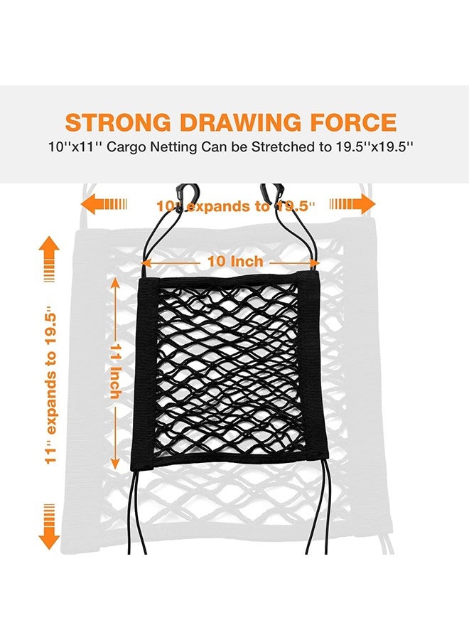 MVAQKLM  2PCS Upgrade Cargo Net for Motorcycle Helmet Storage, 10"X11" High-Elastic Double Layer Bungee Net with 8 Extra Strong Metal Hooks, Luggage Strap Rack Expansion Organizer Net for Motorbike Trike Cycle - Image 2