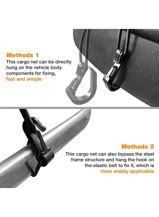 MVAQKLM  2PCS Upgrade Cargo Net for Motorcycle Helmet Storage, 10"X11" High-Elastic Double Layer Bungee Net with 8 Extra Strong Metal Hooks, Luggage Strap Rack Expansion Organizer Net for Motorbike Trike Cycle - Image 5