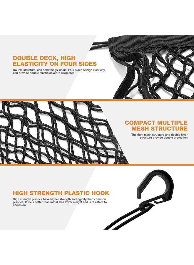 MVAQKLM  2PCS Upgrade Cargo Net for Motorcycle Helmet Storage, 10"X11" High-Elastic Double Layer Bungee Net with 8 Extra Strong Metal Hooks, Luggage Strap Rack Expansion Organizer Net for Motorbike Trike Cycle - Image 3