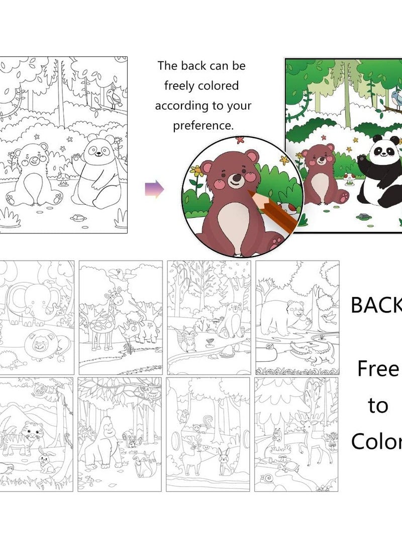 9 Pieces Cartoon Animal Design Scratch Art Set with Wooden Stylus and Brush, Black Scratch Off and Coloring Cards for Kids, Creative Toys Birthday Gift Party Game for Boys Girls - Image 5