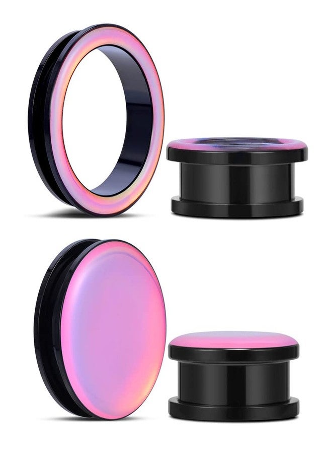 COOEAR 2 Pairs Stainless Steel Black Ear Gauges Retro-reflective Sheeting Tunnels and Plugs. - Image 1