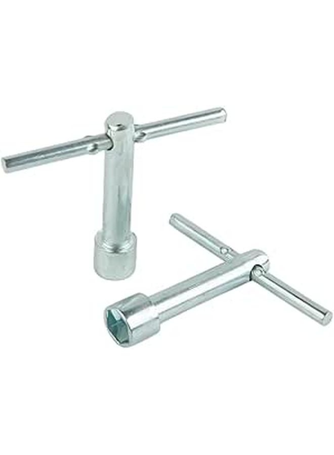 10mm Hex Socket Wrench T Handle Set 2 Piece Deep Nut Driver with Knurled Grip - Image 1