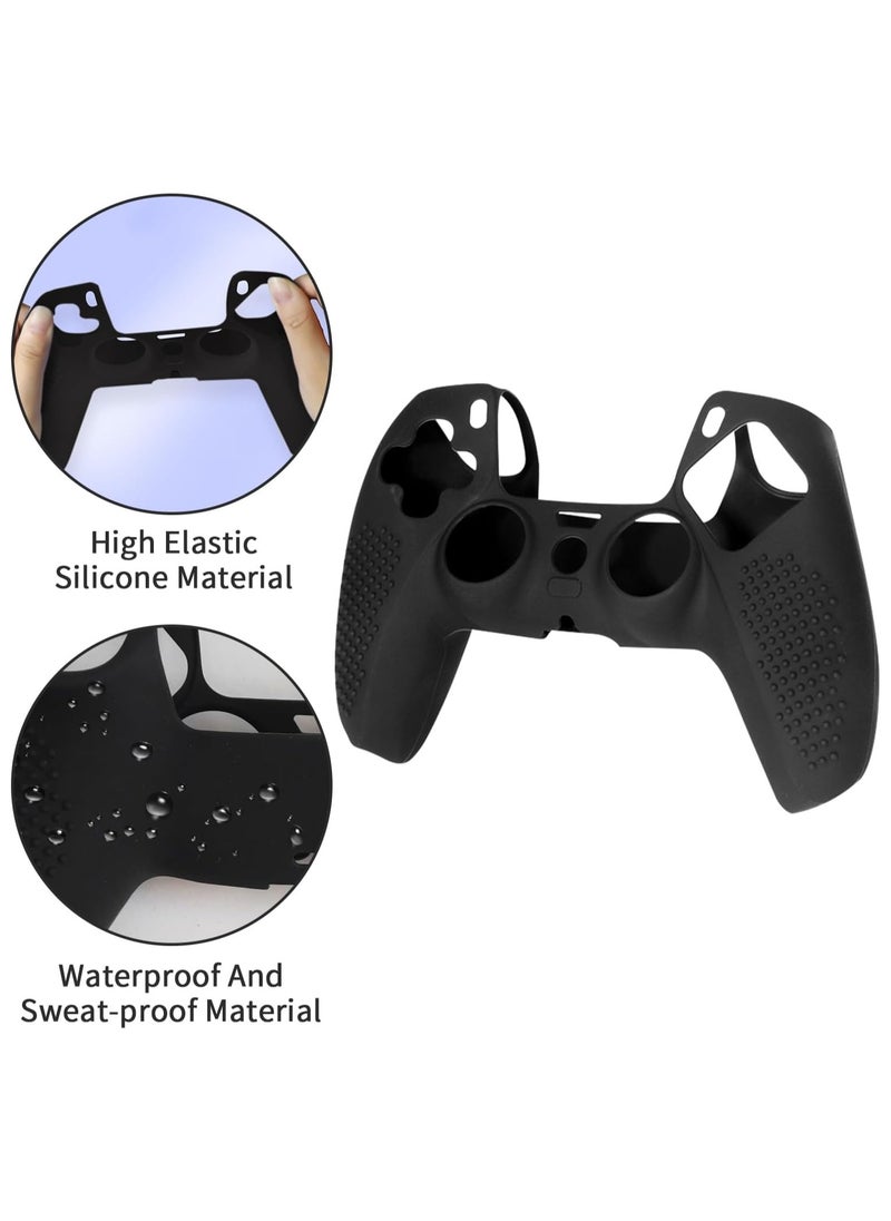 Samu Protective Case for PS5 Wireless Controller Game Accessories, Soft Silicone Rubber Cover, Anti-Slip Sweatproof Skin(Black)  - Image 4