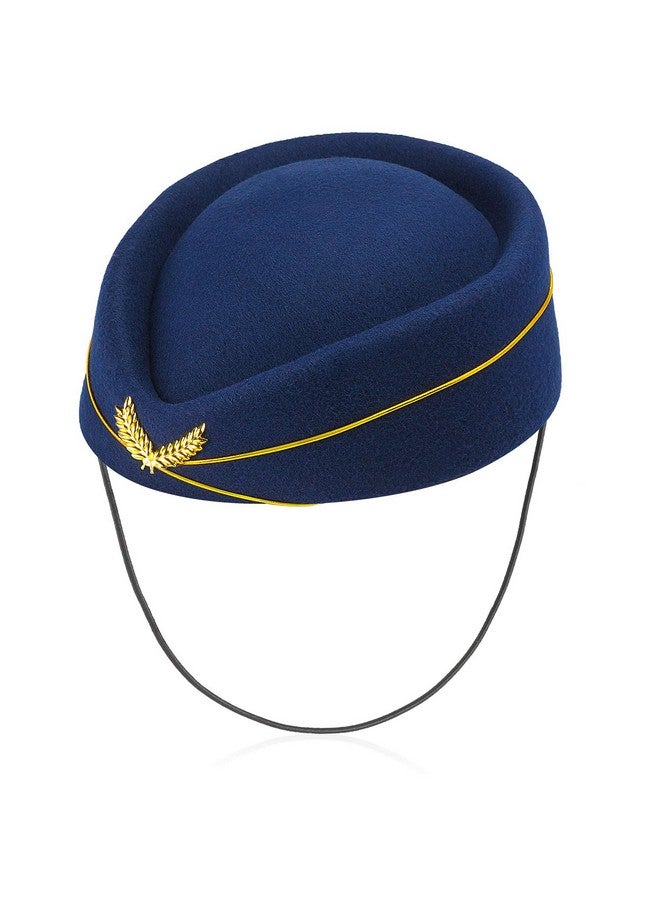 Beelittle Women's Stewardess Costume Accessories Flight Attendant Hat with Air Hostess Cosplay Costume Accessories (Navy1) - Image 5