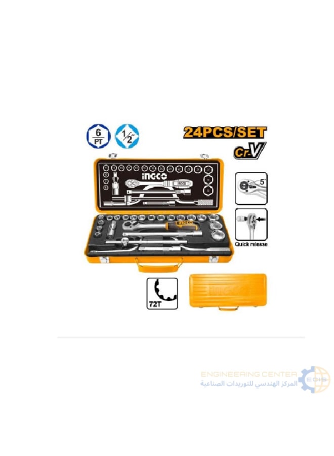 إنجكو طقم لقم 2/1بوصة مسدس 24 قطعة علبة صاج انكو