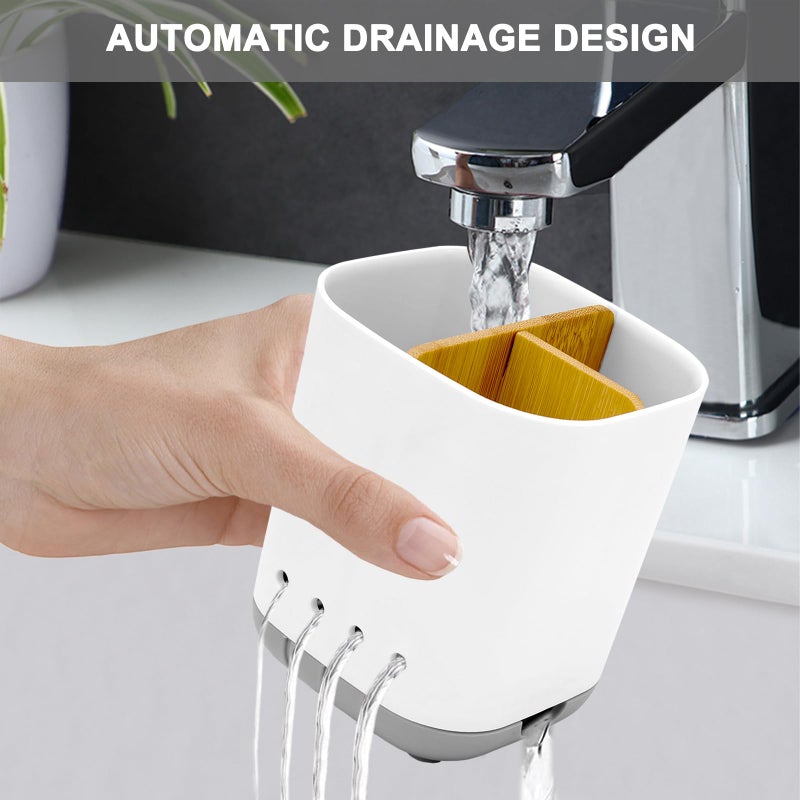 Scartink Toothbrush Holder with Bamboo Divider,Detachable for Easy Cleaning Bathroom Countertop Organizer,Plastic 3 Slots Electric Toothbrush and Toothpaste Holders Storage Caddy for Bathroom Vanity,Sink(Grey) - Image 5