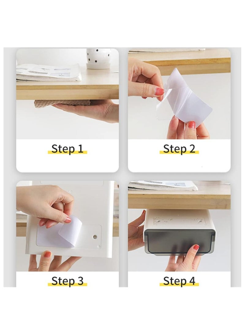 Under Desk Storage, Desk Organizer Drawer, Drawer Organizer Hidden Under Table Drawer Organizer Set for Office Home School, Self-Stick Drawer Tray (Transparent Color)  - Image 2