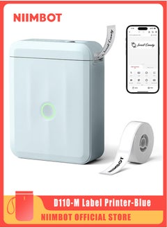 NIIMBOT D110 Upgraded Version Mini Label Maker Machine D110-M Label Printer with 15mm Printing Width, Portable Bluetooth Thermal Printer, Sticker Maker with Multiple Templates, with 1 Roll 12*40mm White Tape for Office Organization Home Kitchen School, Blue  - Image 1