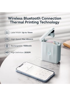 NIIMBOT D110 Upgraded Version Mini Label Maker Machine D110-M Label Printer with 15mm Printing Width, Portable Bluetooth Thermal Printer, Sticker Maker with Multiple Templates, with 1 Roll 12*40mm White Tape for Office Organization Home Kitchen School, Blue  - Image 3
