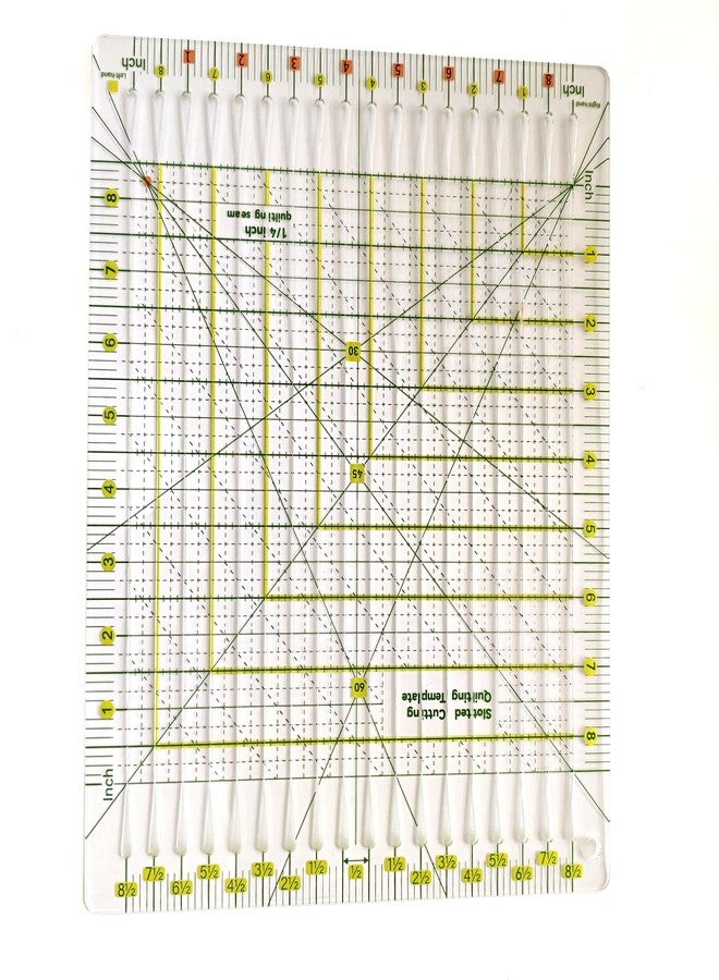 Bequilter 8.5"x8.5" Acrylic Quilting Ruler Durable Patchwork Ruler, Slotted Rulers for Quilting Fabric Cutting Crafts 1/4 Inch Quilting Seam - Image 1