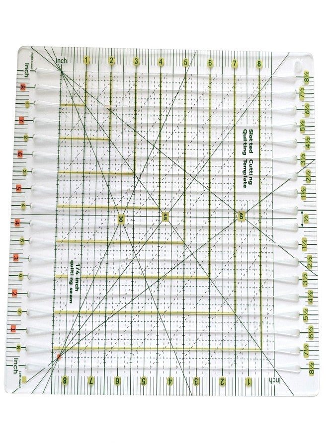 Bequilter 8.5"x8.5" Acrylic Quilting Ruler Durable Patchwork Ruler, Slotted Rulers for Quilting Fabric Cutting Crafts 1/4 Inch Quilting Seam - Image 2