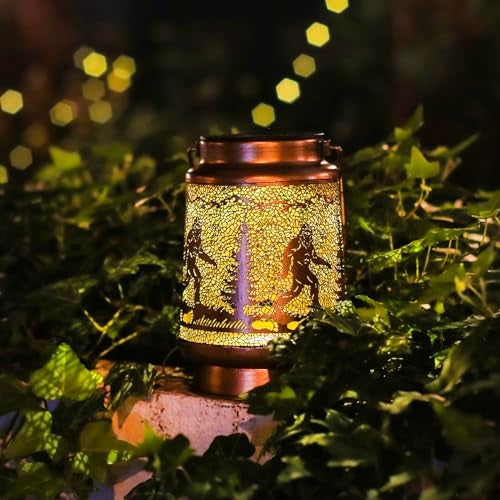 TIGGSY Bigfoot Solar Lanterns Outdoor Waterproof Hanging Solar Lights Big Foot Sasquatch Gifts for Men Women Metal Decorative LED Lanterns for Yard, Patio, Lawn, Tabletop, Pathway, Landscape, Garden Decor - Image 2