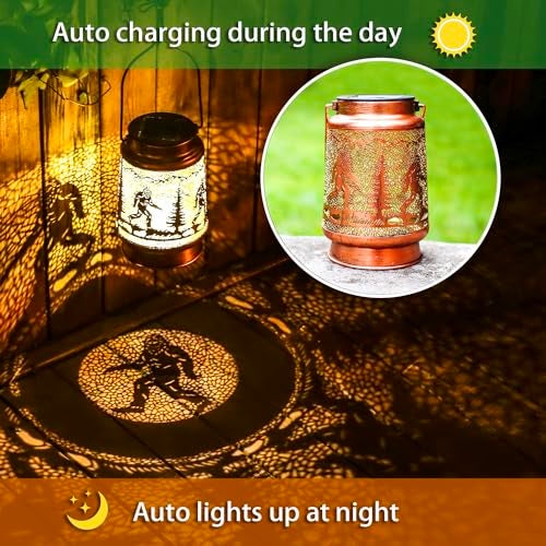 TIGGSY Bigfoot Solar Lanterns Outdoor Waterproof Hanging Solar Lights Big Foot Sasquatch Gifts for Men Women Metal Decorative LED Lanterns for Yard, Patio, Lawn, Tabletop, Pathway, Landscape, Garden Decor - Image 3