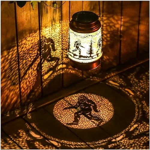 TIGGSY Bigfoot Solar Lanterns Outdoor Waterproof Hanging Solar Lights Big Foot Sasquatch Gifts for Men Women Metal Decorative LED Lanterns for Yard, Patio, Lawn, Tabletop, Pathway, Landscape, Garden Decor - Image 1