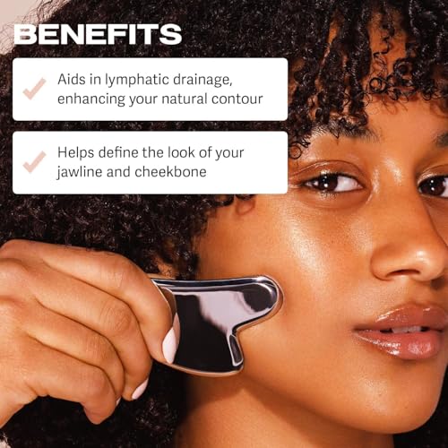 Sifoz Jade Roller & Gua Sha Set Face Roller Anti-Aging Facial Roller Natural Green Jade Beauty Massager Tool Skin Care Tool for Face Neck Eye to Reduce Wrinkles and Relax Body Muscles (Steel Gua sha) - Image 2