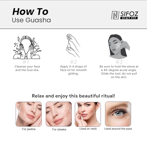 Sifoz Jade Roller & Gua Sha Set Face Roller Anti-Aging Facial Roller Natural Green Jade Beauty Massager Tool Skin Care Tool for Face Neck Eye to Reduce Wrinkles and Relax Body Muscles (Steel Gua sha) - Image 4