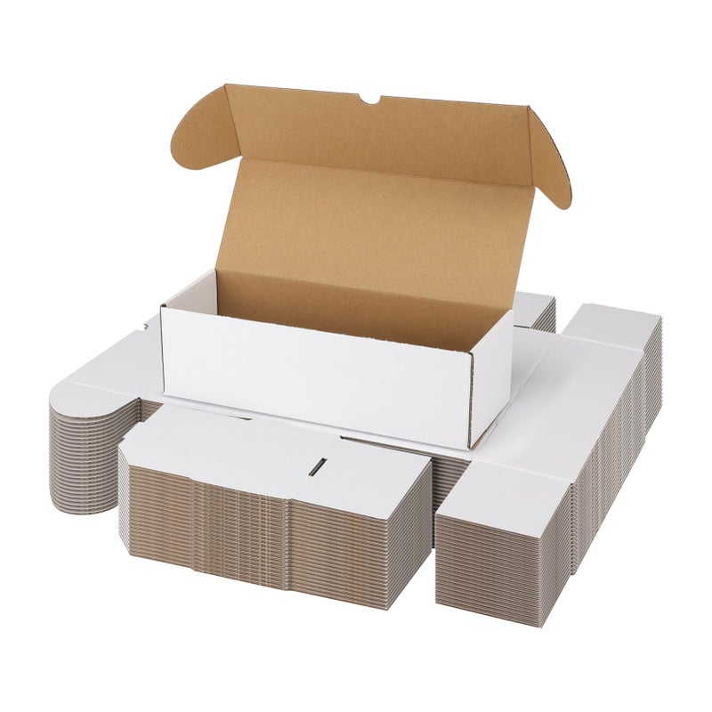 Serwrsw Bulk 300 Capacity Card Toploaders Storage Box, in Total 25 Pack Brown White Cardboard Shipping Boxes for 7500 Count 35pt 3x4 inch Toploaders or Toploaded Cards - Image 1