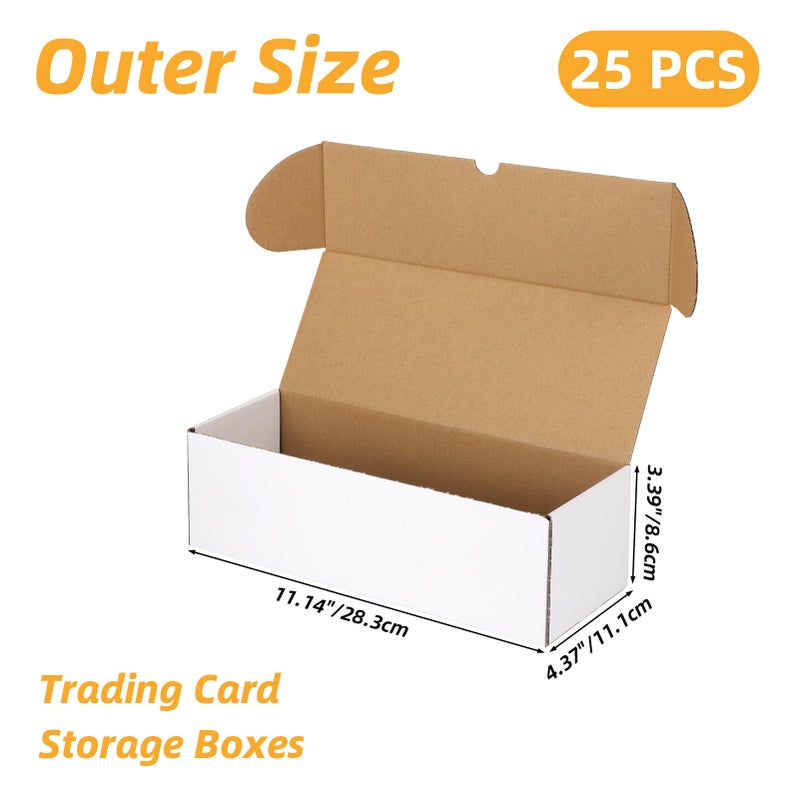 Serwrsw Bulk 300 Capacity Card Toploaders Storage Box, in Total 25 Pack Brown White Cardboard Shipping Boxes for 7500 Count 35pt 3x4 inch Toploaders or Toploaded Cards - Image 3