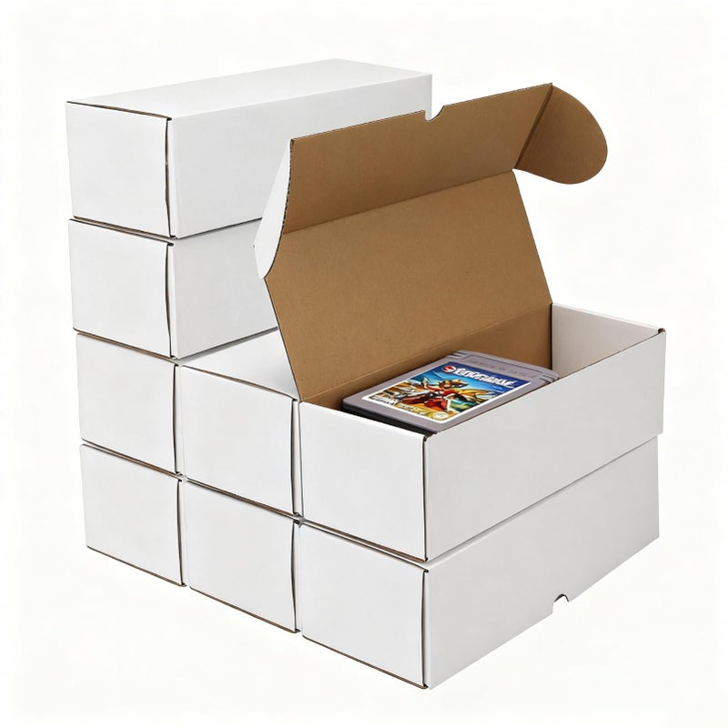 Serwrsw Bulk 300 Capacity Card Toploaders Storage Box, in Total 25 Pack Brown White Cardboard Shipping Boxes for 7500 Count 35pt 3x4 inch Toploaders or Toploaded Cards - Image 4
