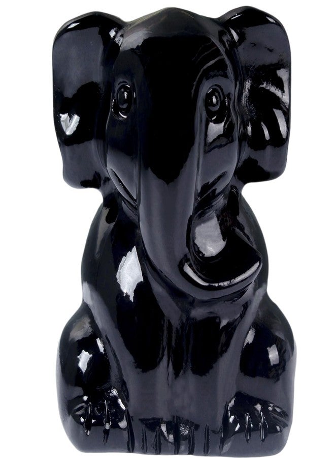 Ytbeoxk 2 Inch Crystal Elephant Decor Statues, Black Obsidian Cute Sitting Elephant Figurines, Reiki Healing Crystal Carved Animal Statues, Home Office Desk Hand Carved Decor Gifts for Women - Image 1