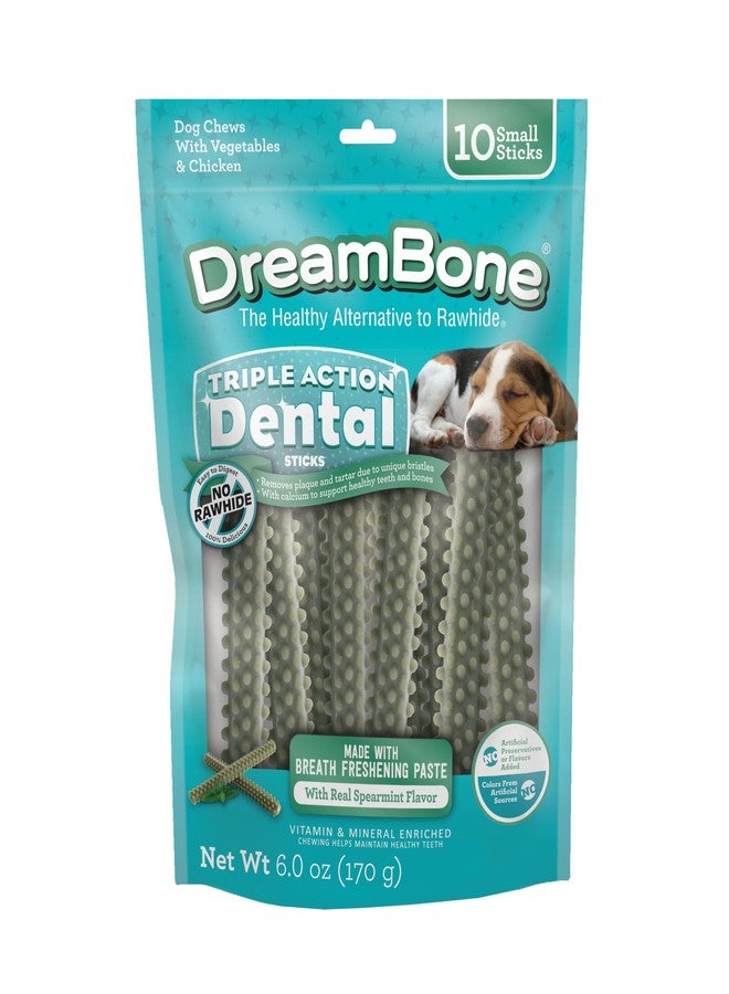 Dreambone Triple Action Dental Sticks Kelp, 10 Count, Rawhide-Free Chews for Small and Medium Sized Dogs Freshens Breath - Image 1