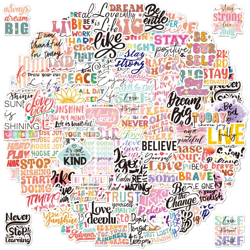 Lumoaster Inspirational Stickers - Motivational Stickers - 100 Pcs Positive Affirmation Stickers for Journaling Scrapbook Waterproof Vinyl Sticker Aesthtic Laptop for Teens Adults Kids Teachers - Image 1