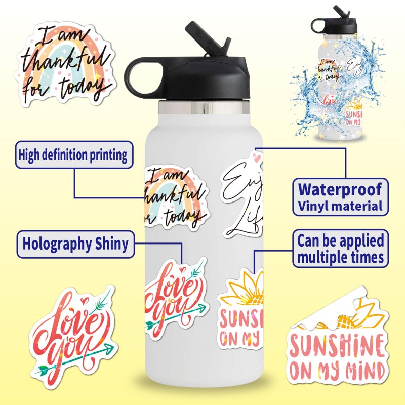 Lumoaster Inspirational Stickers - Motivational Stickers - 100 Pcs Positive Affirmation Stickers for Journaling Scrapbook Waterproof Vinyl Sticker Aesthtic Laptop for Teens Adults Kids Teachers - Image 2