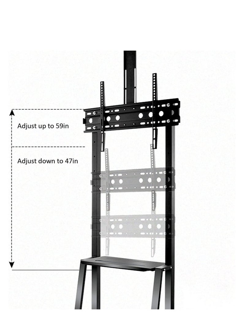 Mobile TV Stands Cart on Wheels for 42 to 86 Inch LED Flat/Curved TVs, TV Stand with Height Adjustable Shelves, Rolling Floor TV Cart, Holds Up to 220 lbs, Conference Commercial Home  - Image 4