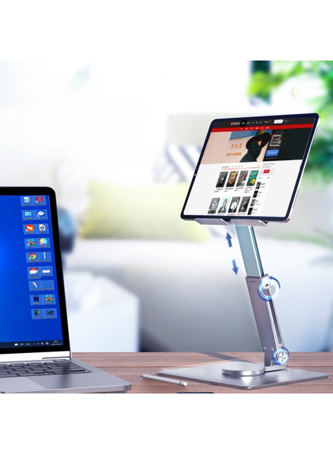 Junhong Tablet PC Stand Desktop Folding Mobile Phone Stand Portable Aluminum Alloy Telescopic Rotating Tablet Stand-Color:H14 Acrylic Tablet Stand