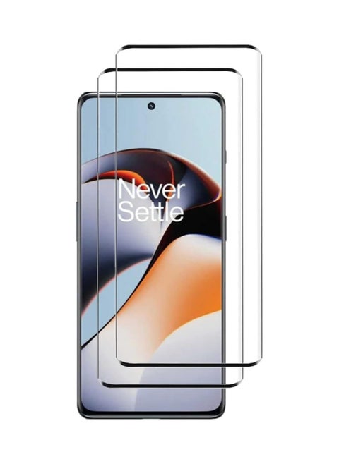 Tempered Glass Full Adhesive Full Coverage Anti Scratch HD Clear High Responsive for OnePlus 12 5G 2 Pack 5D Black